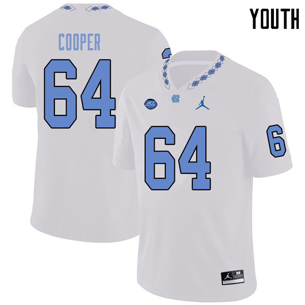 Jordan Brand Youth #64 Jonathan Cooper North Carolina Tar Heels College Football Jerseys Sale-White